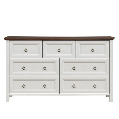 KIGFTSOD Farmhouse 7 Drawers Dresser for Bedroom,Walnut
