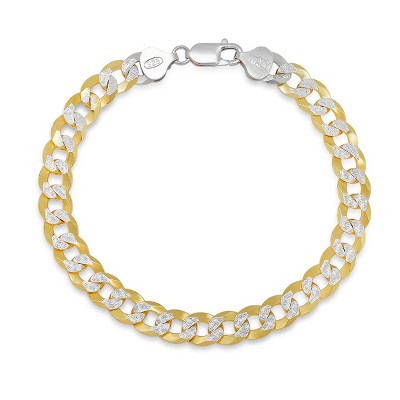 Steeltime unisex sterling silver diamond cut curb link chain bracelet. Color Options: Silver, Gold, Two-Tone