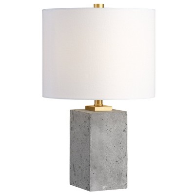 Uttermost Drexel Concrete Block Lamp – Concrete & Steel Material, 17" Height, Gold & Gray Finish