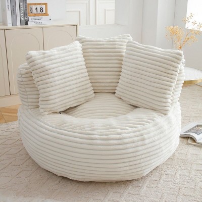 Corduroy Bean Bag Chair with High Back,Oversized Bean Bag Sofa for Adults and Kids,Stuffed Bean Bag Chair for Living Room or Bedroom-Coolbibila