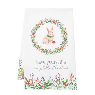 Ganz 27.5 Inch Critter Tea Towel Christmas , Animal Wreath Berries (1PC)