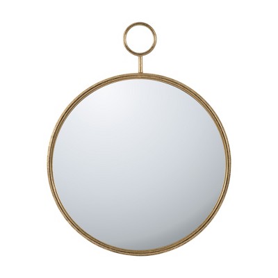 Dexmalle 26" x 32" Circle Wall Mirror with Gold Metal Frame