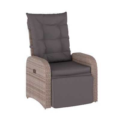 Merrick Lane Modern Style Patio Wicker Rattan Indoor/Outdoor Recliner Lounge Chair with Side Table and Adjustable Back