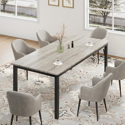 79" Large Rectangular Dining Table for 6-8 People, Industrial Wood Kitchen Table with Metal Legs