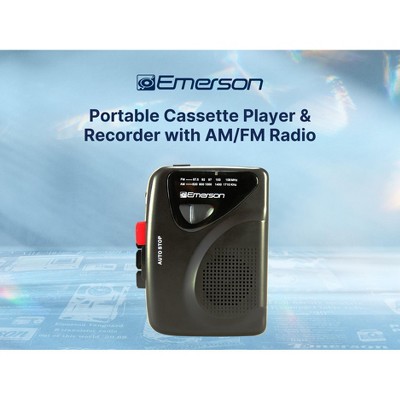 Emerson EPC-1000 Portable Cassette Player & Recorder with AM/FM Radio, Black