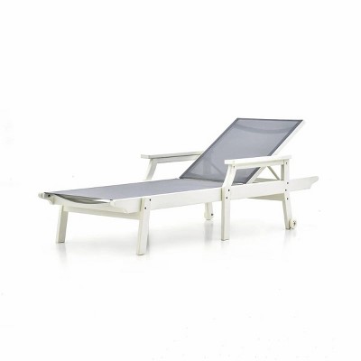 Adjustable ZeroGravity Recliner Engineered Wood Frame & Textilene Mesh Support with Portable Wheels