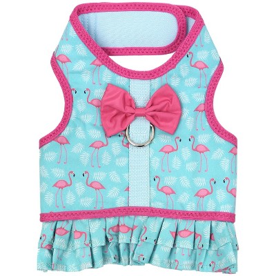 Parisian Pet 'Breathable Flamingo Pet Dress with Built-in Harness' for Dogs & Cats – Pink and Aqua