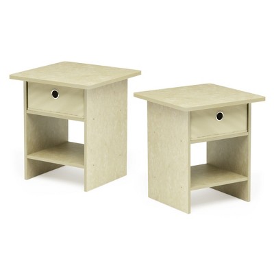 HOMLUX 2PCS Nightstand Sofa End Table Bedside Table with Bin Drawer & Open Shelf