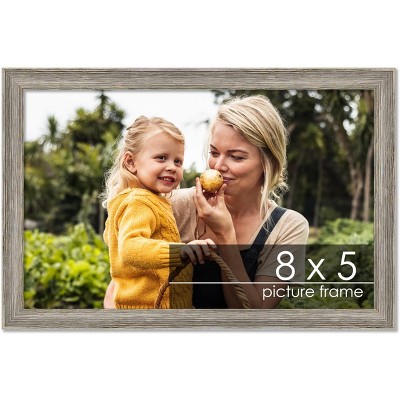 PosterPalooza | 8x5 Thin Barnwood Picture Frame, UV Acrylic, 2 Finishes - Grey and Black