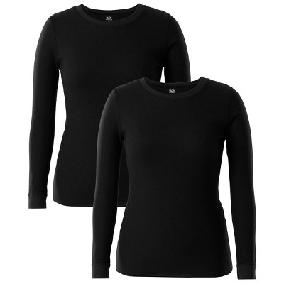 Fruit of the Loom Women's and Plus Long Underwear Waffle Thermal Tops, 2-Pack
