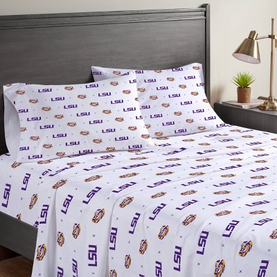 NCAA LSU Tigers Small X Queen Sheet Set