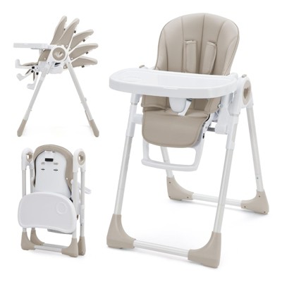 Baby High Chair for Babies and Toddlers with Adjustable Heights & Footrests, Foldable Highchair with 5 Recline Adjustable Backrest