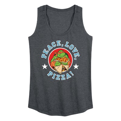 Women's - Teenage Mutant Ninja Turtles - Peace Love Pizza Graphic Racerback Tank