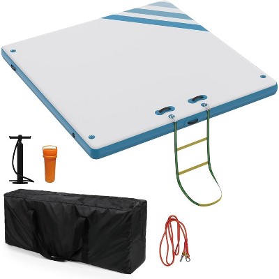 Inflatable Floating Dock Air Dock Platform Non-Slip Surface Thick Lake Floats with Portable Carrying Bag, Air Pump for Lakes, Pool, Beach, Green