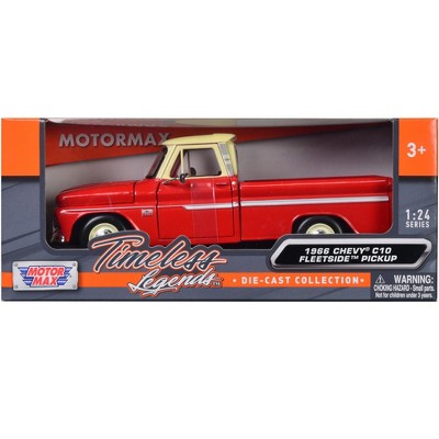 1966 Chevrolet C10 Fleetside Pickup Truck Red with Cream Top "American Classics" 1/24 Diecast Model Car by Motormax