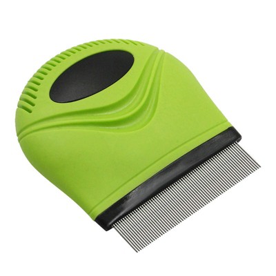Pet Life Grazer Handheld Travel Grooming Cat and Dog Flea and Tick Comb, Green