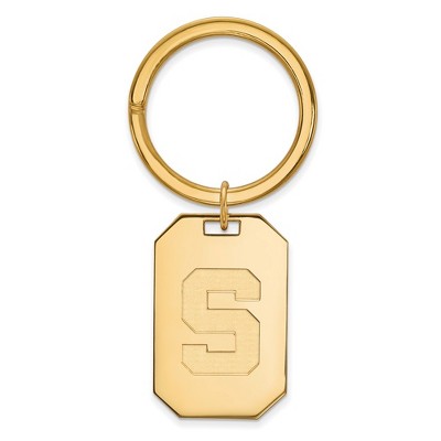 Black Bow Jewelry 14k Yellow Gold Plated Sterling Silver Michigan State Spartans NCAA Key Chain
