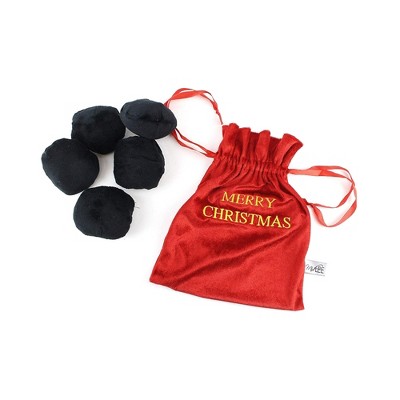 Midlee Bag of Coal Plush Christmas Dog Toy - 3"- Squeaky Interactive Pet Present