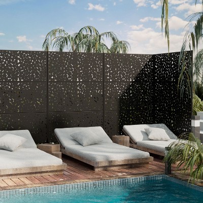 PexFix 72 in. x 47 in. Outdoor Privacy Rectangle Screen Galvanized Steel Panel Divider in Black