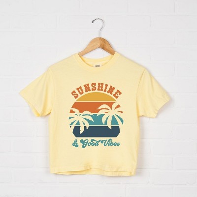 Simply Sage Market Women's Sunshine and Good Vibes Short Sleeve Relaxed Fit Cropped Tee