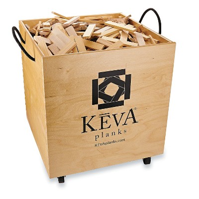 MindWare Keva Maple 1000 Planks In Wood Roller Bin - Building Toys