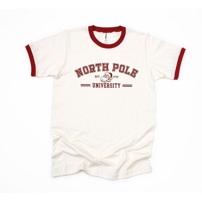Simply Sage Market Women's North Pole University Santa Short Sleeve Ringer Tee