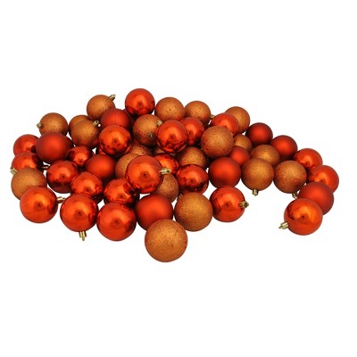 Northlight Shatterproof 4-Finish Christmas Ball Ornaments 2.5" (60mm) - Orange - 60ct