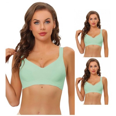 INSPIRE CHIC Women's Wireless No Show Smooth Comfortable Adjustable Straps Minimizers Bra 3 Packs