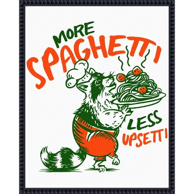 Amanti Art More Spaghetti Less Upsetti Raccoon with Pasta by the Whiskey Ginger Framed Canvas Wall Art