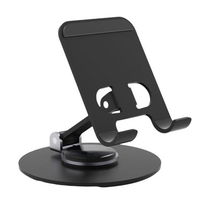 Uncaged Ergonomics Swivel Phone Stand, 360° Rotating Adjustable Desk Holder with Foldable Metal Design for Cell Phones