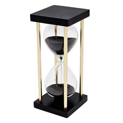 Gulches Hourglasses: Triangular Conical Timer with Black/ White Sand, 15/30-Minute Options, Metal Stand