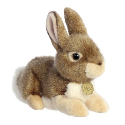 Aurora Medium Eastern Cottontail Rabbit Miyoni Realistic Stuffed Animal Brown 11"