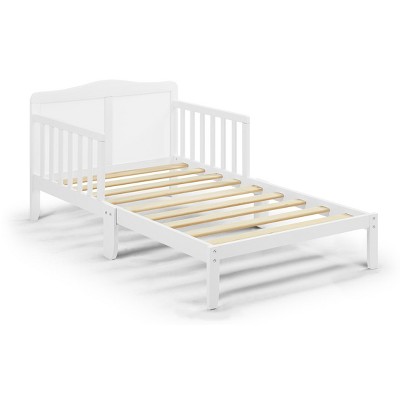 Lirago Toddler Bed Kids Toddler Wood Bed Bedroom Furniture w/ Guardrails White