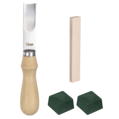 Unique Bargains Leather Edge Beveler with 2 Side Whetstone Polishing Compound 4 Pcs