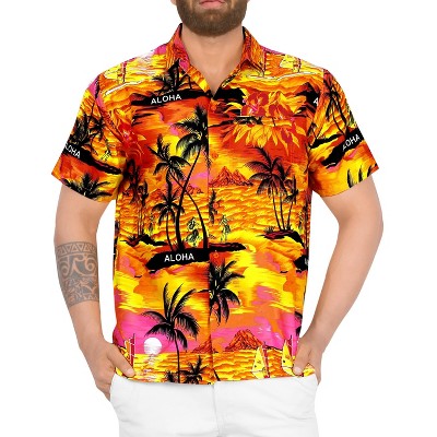 LA LEELA Mens Hawaiian Shirts Short Sleeve Button Down Shirt Men's Tropical Shirts Casual Vacation Summer Party Caribbean Shirts Funny