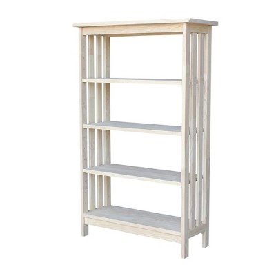 48" Mission 4 Tier Shelf Unit Unfinished - International Concepts: Solid Parawood Storage