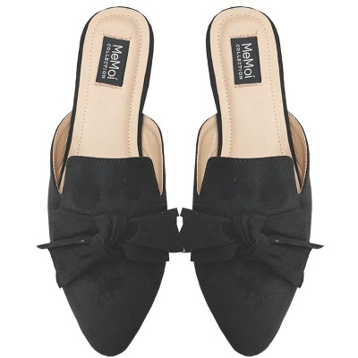 Memoi Women's Audrey Vegan Suede Pointed Toe Backless Slippers