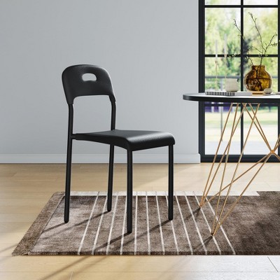 Dining Chairs, Stackable Modern Kitchen Chairs, Plastic Dining Room Chair with Metal Legs, Easy Assembly, Waterproof & Stain-Resistant