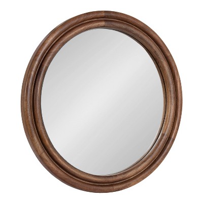 Kate & Laurel All Things Decor 26"x26" Oman Ribbed Round Mirror: Handcrafted, Mango Wood, Wall Mount