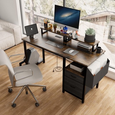 NicBex 47" Office Desk with Power Outlets,Computer Desk with Drawers,Gaming Desk with Monitor Stands,Home Office Desks with Shelves&Hooks