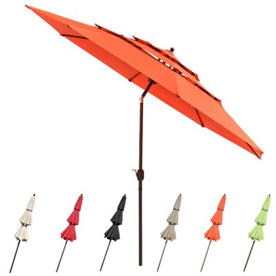 Yescom 11 Ft 3 Tier Patio Umbrella with Crank Handle Push to Tilt   Backyard