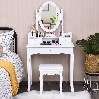 Costway Makeup Vanity Dressing Table 10 Dimmable Bulbs WhiteBlackBrown