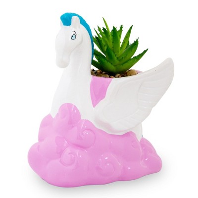 Silver Buffalo Disney Hercules Pegasus 7.25-Inch Ceramic Mini Planter With Artificial Succulent