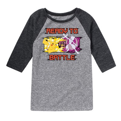 Boys' - Pokémon - Pikachu Mewtwo Battle Raglan Graphic T-Shirt