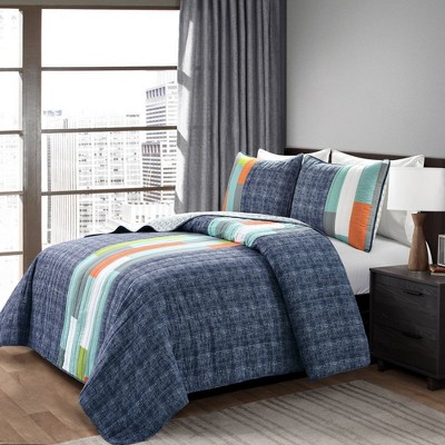 Shelly Stripe Quilt Set - Lush Décor