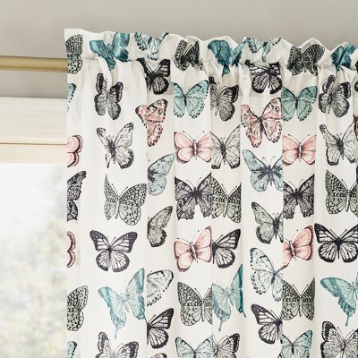 No. 918 Room Darkening Magdalena Butterfly Print Rod Pocket Curtain Panel Blue