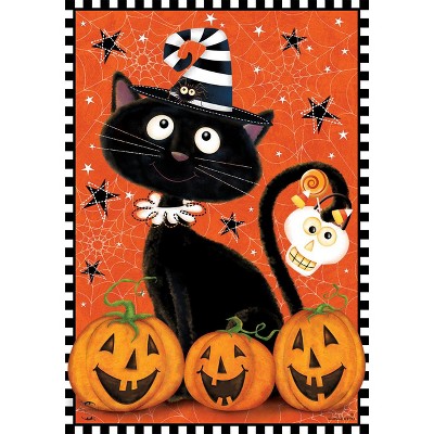 Briarwood Lane House Flag 40x28 For Outdoor Black Kitty Halloween For Halloween House Flag