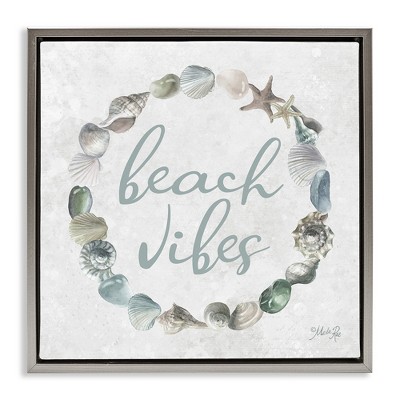 Stupell Industries Beach Vibes with Shells Black Floater Framed Canvas Wall Art