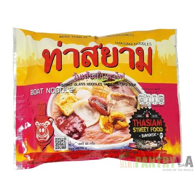 ThaSiam Boat Noodle Yen Ta Fo Instant Glass Noodles with Yen Ta Fo Soup Meal Kit 98 g. (Pack of 5)
