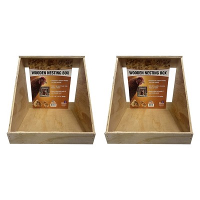 Farm Innovators Single Compartment Versatile Hand Crafted Fully Assembled Wood Nesting Box Coop Ideal for Chicken, Ducks, and Birds, 2 Pack, Brown
